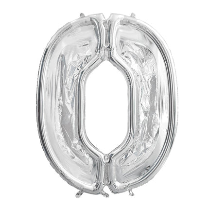 0 Jaar Ballon Frame Zilver 1,26m van Partydeco koop je bij Partywinkel