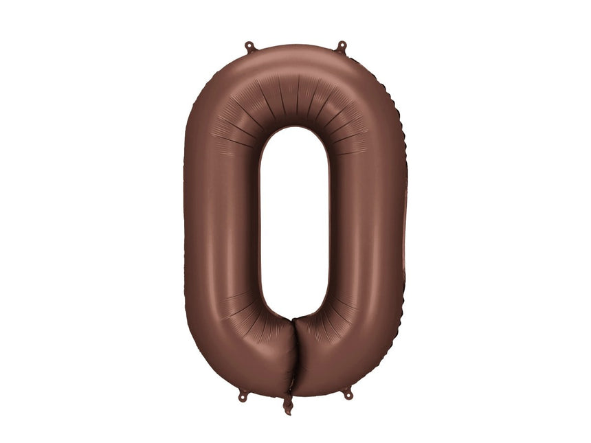 0 Jaar Cijfer Ballon Bruin Leeg 86cm van Partydeco koop je bij Partywinkel