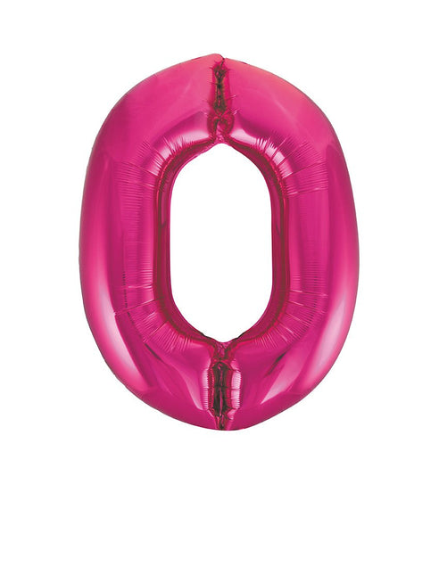 0 Jaar Cijfer Ballon Fuchsia Leeg 86cm van Unique koop je bij Partywinkel