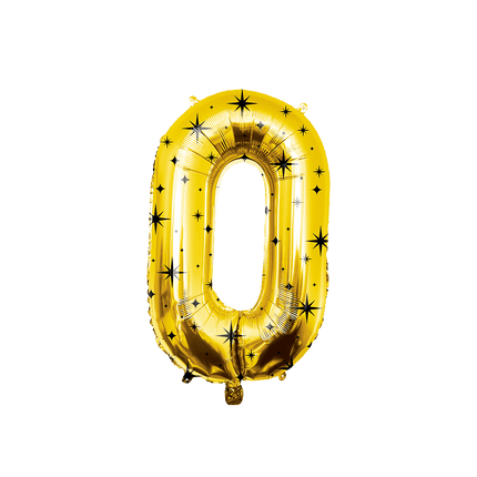 0 Jaar Cijfer Ballon Goud Zwart Sterren 86cm van Paper Dreams koop je bij Partywinkel