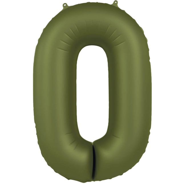 0 Jaar Cijfer Ballon Groen Mat 86cm van Folat koop je bij Partywinkel