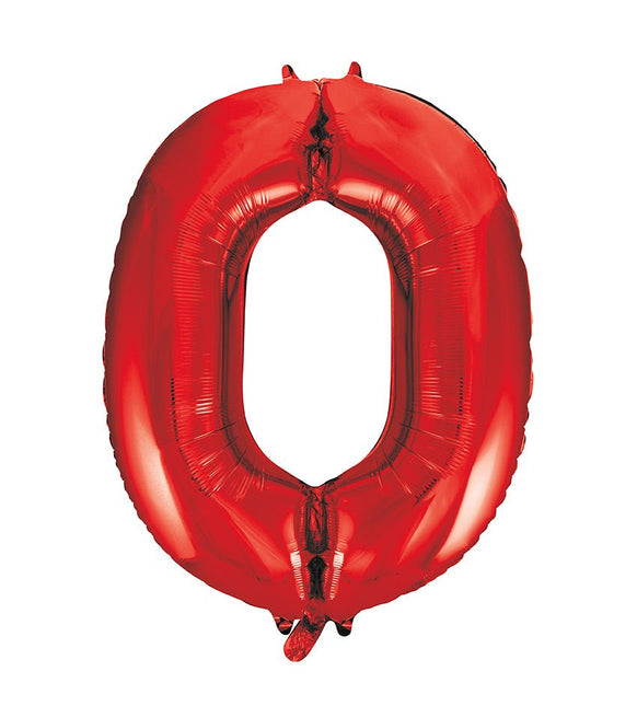 0 Jaar Cijfer Ballon Rood Leeg 86cm van Unique koop je bij Partywinkel