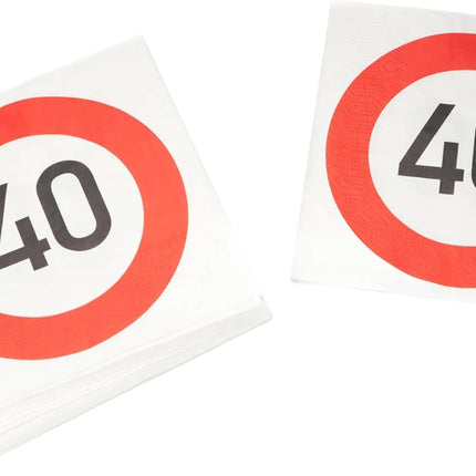 40 Jaar Servetten Verkeersbord 33cm 20st