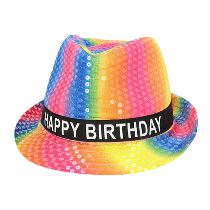 Hoed Rainbow 'Happy birthday'
