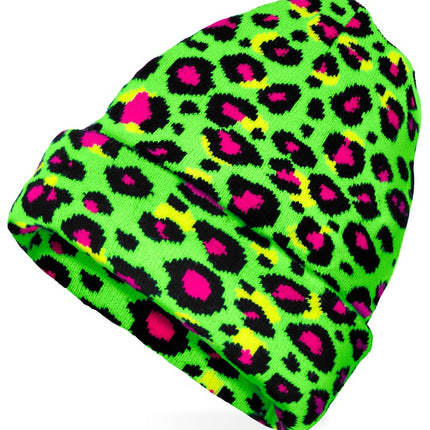 Beanie Luipaard Neon Groen