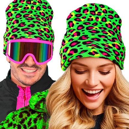 Beanie Luipaard Neon Groen