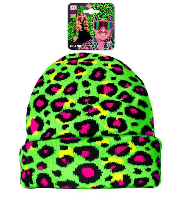 Beanie Luipaard Neon Groen