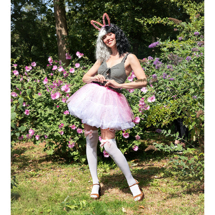 Paar kousen Bow wit/roze