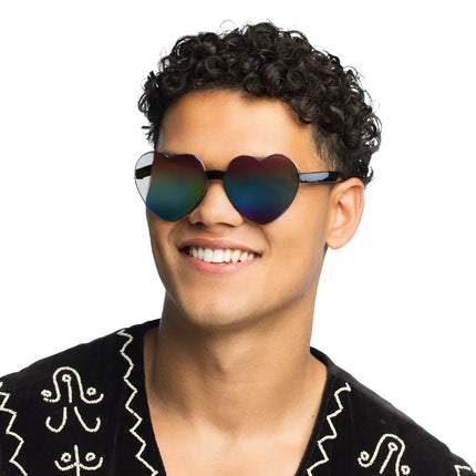 Partybril Festival Hart mirror zwart