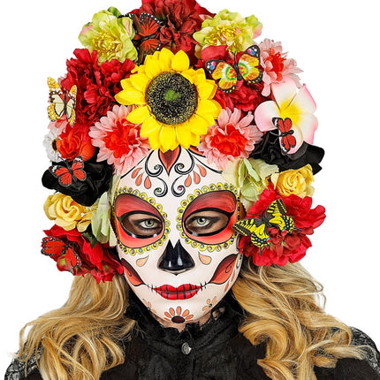 Dia De Los Muertos Masker Gekleurd Bloemen