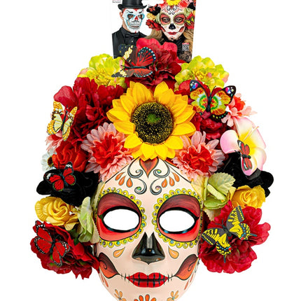 Dia De Los Muertos Masker Gekleurd Bloemen