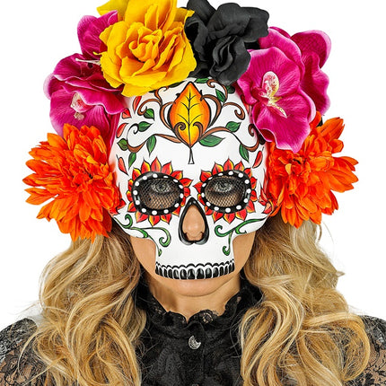 Dia De Los Muertos Masker Gekleurd Schedel