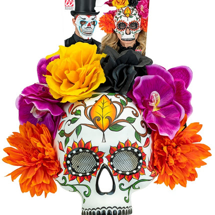 Dia De Los Muertos Masker Gekleurd Schedel