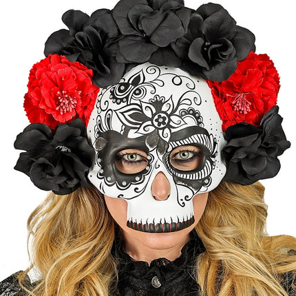 Dia De Los Muertos Masker Zwart Wit Schedel