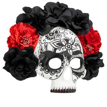 Dia De Los Muertos Masker Zwart Wit Schedel