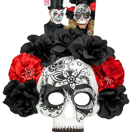 Dia De Los Muertos Masker Zwart Wit Schedel
