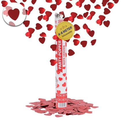 Hartjes Confetti Kanon Rood Glanzend 40cm