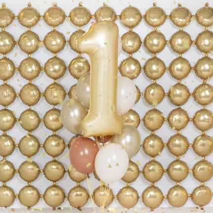 1 Jaar Cijfer Ballon Goud Satijn Folie Leeg 86cm van Partydeco koop je bij Partywinkel