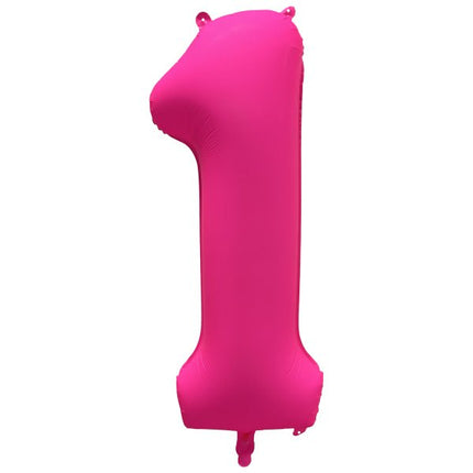 1 Jaar Cijfer Ballon Neon Roze Leeg 86cm van Riethmueller koop je bij Partywinkel