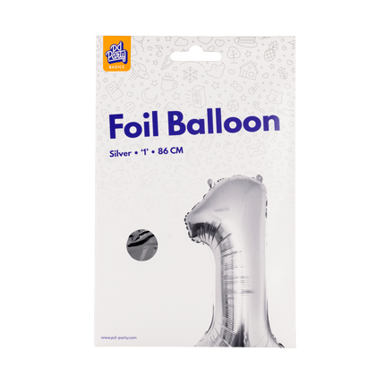 1 Jaar Cijfer Ballon Zilver Leeg 86cm van Paper Dreams koop je bij Partywinkel