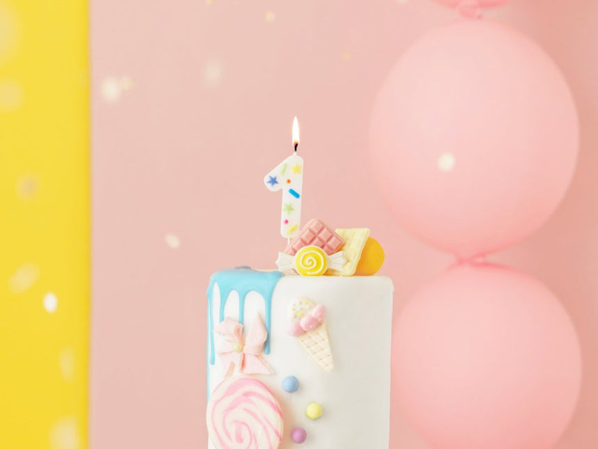 1 Jaar Kaars Gekleurd 10cm van Partydeco koop je bij Partywinkel