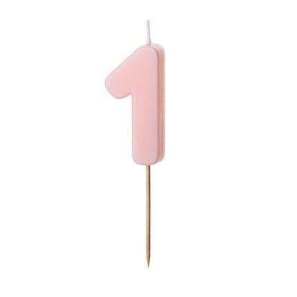 1 Jaar Kaars Lichtroze 5,5cm van Partydeco koop je bij Partywinkel