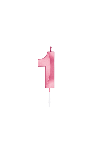 1 Jaar Kaars Roze Metallic 6cm van WeFiesta koop je bij Partywinkel