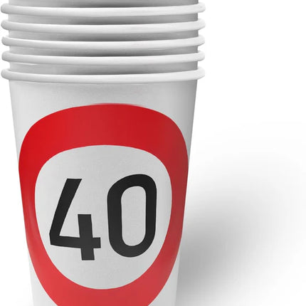 40 Jaar Bekers Verkeersbord 250ml 8st
