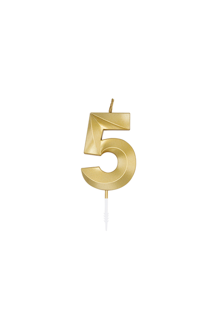 5 Jaar Kaars Goud Metallic 6cm