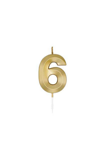 6 Jaar Kaars Goud Metallic 6cm