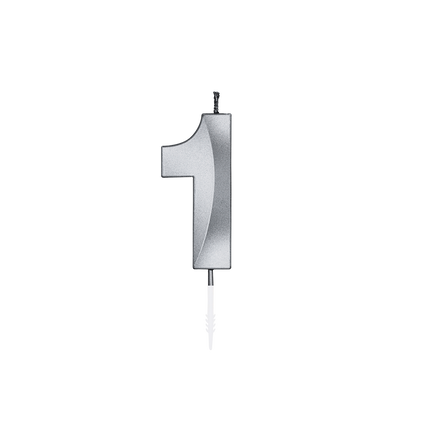 1 Jaar Kaars Zilver Metallic 6cm