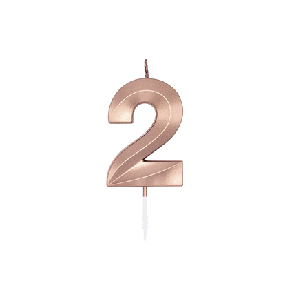 2 Jaar Kaars Rose Goud Metallic 6cm