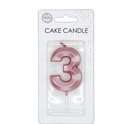 3 Jaar Kaars Rose Goud Metallic 6cm