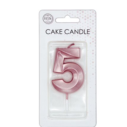 5 Jaar Kaars Rose Goud Metallic 6cm