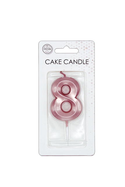 8 Jaar Kaars Rose Goud Metallic 6cm