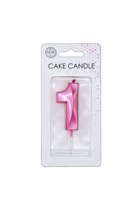 1 Jaar Kaars Roze Metallic 6cm