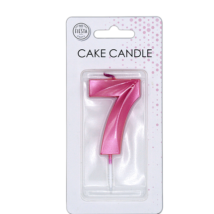 7 Jaar Kaars Roze Metallic 6cm