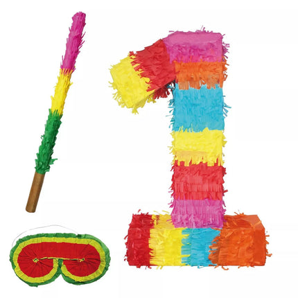Cijfer 1 Piñata Set 3-delig 45cm