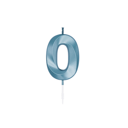 0 Jaar Kaars Blauw Metallic 6cm
