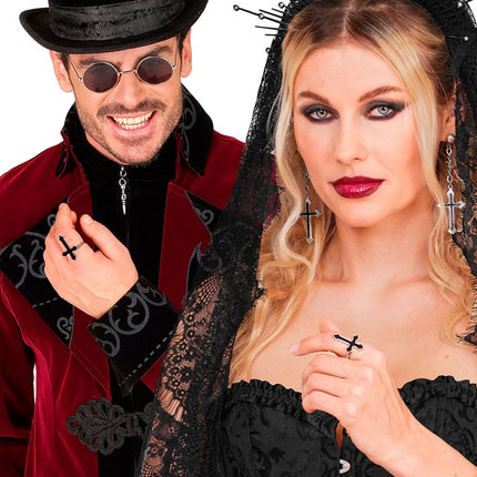 Halloween Ring Zwart Kruis