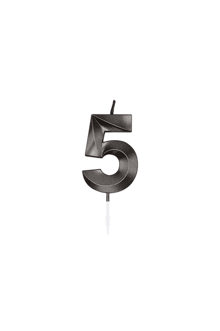 5Jaar Kaars Zwart Metallic 6cm