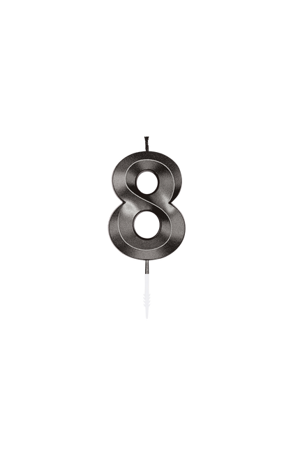 8 Jaar Kaars Zwart Metallic 6cm
