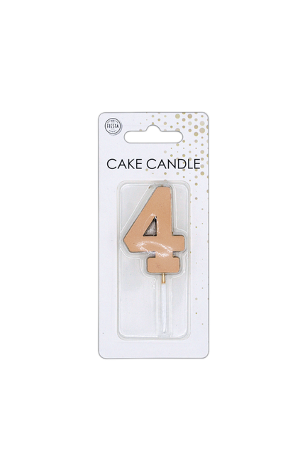 4 Jaar Kaars Rose Goud Metallic 4,5cm