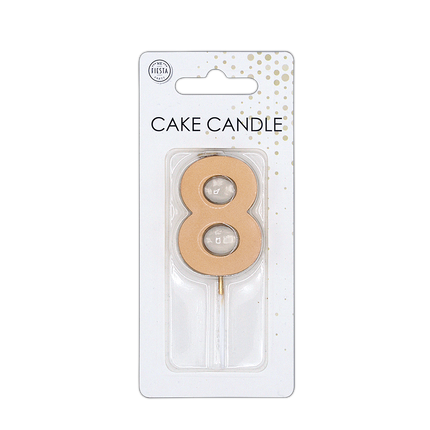 8 Jaar Kaars Rose Goud Metallic 4,5cm