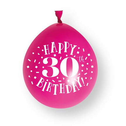 10ct Happy 30th Birthday 23cm Latex Balloons van Unique koop je bij Partywinkel
