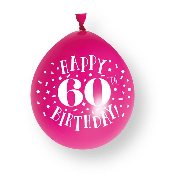 10ct Happy 60th Birthday 23cm Latex Balloons van Unique koop je bij Partywinkel