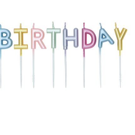 Gekleurde Kaarsen Happy Birthday Pastel