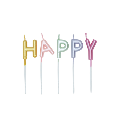 Gekleurde Kaarsen Happy Birthday Pastel