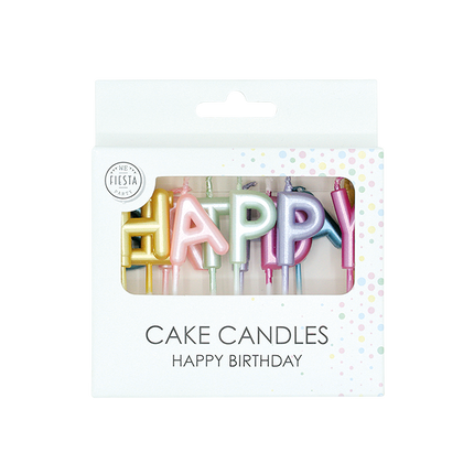 Gekleurde Kaarsen Happy Birthday Pastel