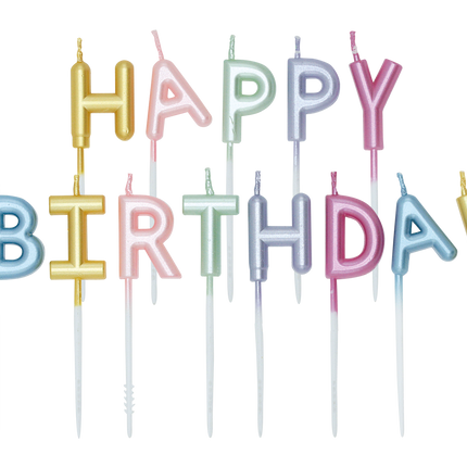 Gekleurde Kaarsen Happy Birthday Pastel